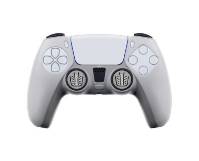 FR-TEC Funda de Silicona Transparente + Grips para Dualsense PS5 - Proteccion sin Alterar el Aspecto - Mejora el Agarre y Evita Manos Sudorosas - Incluye Grips para Joysticks - Color Gris