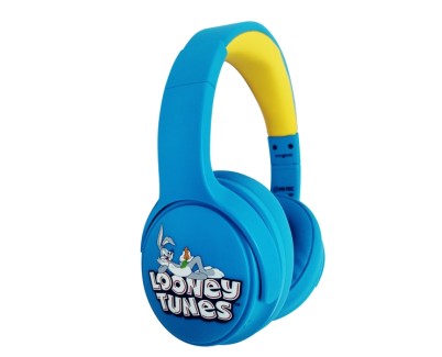 FR-TEC Looney Tunes Auriculares Gaming Bluetooth con Microfono Integrado - Limitacion de 85dB - Diadema Ajustable - Almohadillas Acolchadas - Color Azul/Amarillo