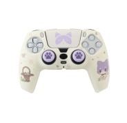 FR-TEC Maneki Tanooki Pack para Mando PS5 de Carcasa Rigida + Sticker para el Touchpad + Grips - Mejora el Agarre y la Sensacion de Tacto