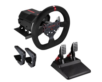 FR-TEC Volante con Force Feedback Force Racing Wheel - Tecnologia Forcesense - Aro de 26.5cm de Diametro - Pedales Regulables - Color Negro