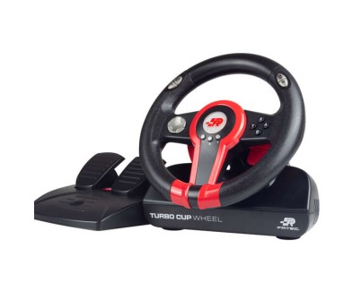 FR-TEC Volante Switch Turbo Cup Wheel - Compatibilidad con Nintendo Switch, Switch Oled y PC - Vibracion Ajustable - Rango de Giro de 180° - Incluye Pedales, Levas de Cambio y 12 Botones - Color Negro