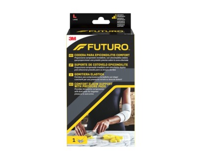 Futuro Comfort Codera para Epicondilitis - Talla L (27.9 - 30.5cm) - Transpirable - Elastico - Anatomico - Color Gris