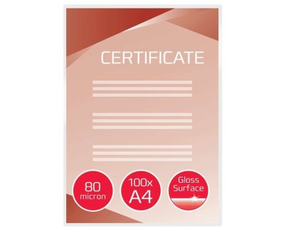 GBC Pack de 100 Carteras Plastificacion A4 con Brillo - Alta Calidad - Larga Duracion - 80 Micras - Transparente