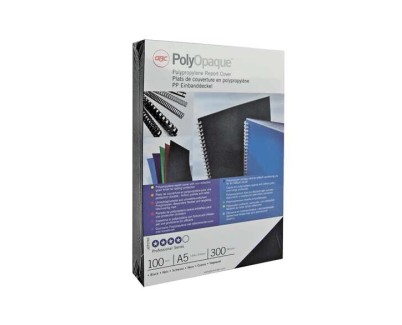 GBC PolyOpaque Pack de 100 Portadas de Encuadernar A4 - 300 Micras - Color Negro