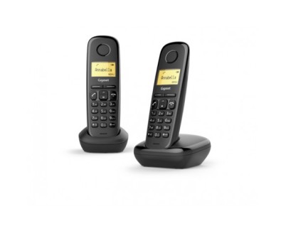 Gigaset A270 Duo Telefono Inalambrico Dect + 1 Supletorio - Identificador de Llamadas - Manos Libres - Control de Volumen - Color Negro