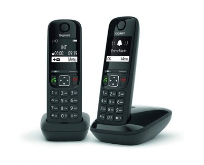 Gigaset AS690 Duo Telefono Inalambrico Dect + 1 Supletorio - Pantalla en B/N - Control de Volumen - Gran Autonomia