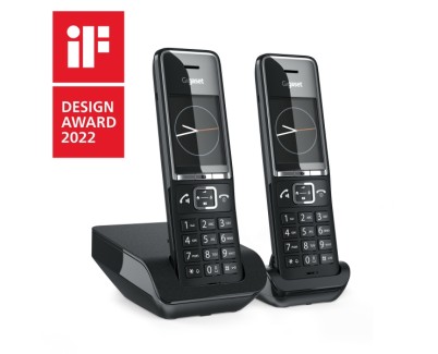 Gigaset Comfort 550 Duo Telefono Inalambrico Dect + 1 Supletorio - Identificador de Llamadas - Manos Libres - Control de Volumen - Color Negro