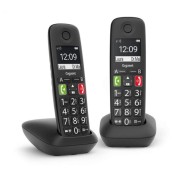 Gigaset E290 Duo Telefono Inalambrico Dect + 1 Supletorio - Pantalla Grande en B/N - Teclas con Numeros Grandes - Volumen con Funcion Amplificador - Color Negro