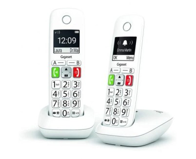 Gigaset E290 Duo Telefono Inalambrico Dect + 1 Supletorio - Pantalla Grande en B/N - Teclas con Numeros Grandes - Volumen con Funcion Amplificador - Gran Autonomia