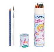Giotto Candy Collection Acquarell Bote de 18 Lapices de Colores Acuarelables Hexagonales + Pincel - Colores Surtidos