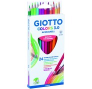Giotto Colors Acquarell 3.0 Pack de 24 Lapices Triangulares de Colores Acuarelables - Mina 3 mm - Madera - Colores Surtidos