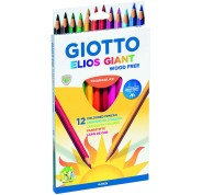 Giotto Elios Giant Wood Free Pack de 12 Lapices Triangulares de Colores - Sin Madera - Mina 5 mm - Colores Surtidos