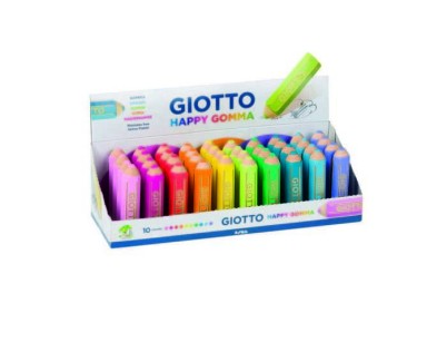 Giotto Happy Gomma Goma de Borrar - Forma de Lapiz - Para Borrar Grafito - Colores Fluo Surtidos