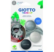 Giotto Make Up Dinosaur Pack con 3 Maquillajes Faciales de Tematica Dinosaurio - Se Lava con Agua - Dermatologicamente Testado - Colores Surtidos
