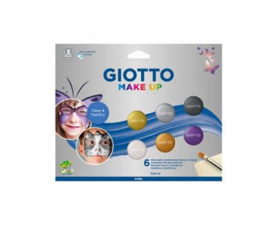 Giotto Make Up Metallic Pack con 6 Maquillajes Faciales - Se Lava con Agua - Dermatologicamente Testado - Colores Metalicos Surtidos