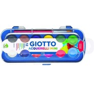 Giotto Pack de 12 Acuarelas Mini 23mm. - Colores Luminosos - Evita la Dispersion del Agua