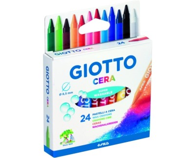 Giotto Pack de 24 Lapices de Cera - Extraresistentes - Facil de Sacar Punta - No Mancha