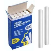 Giotto Robercolor Pack de 10 Tizas Redondas Blancas - Testadas Dermatologicamente - Compactas y Duraderas