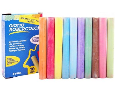 Giotto Robercolor Pack de 10 Tizas Redondas de Colores - Testadas Dermatologicamente - Compactas y Duraderas - Colores Surtidos