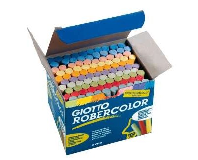 Giotto Robercolor Pack de 100 Tizas Redondas de Colores - Testadas Dermatologicamente - Compactas y Duraderas - Colores Surtidos