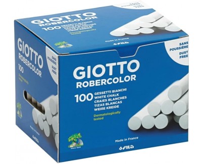 Giotto Robercolor Pack de 100 Tizas Redondas - Testadas Dermatologicamente - Compactas y Duraderas - Color Blanco