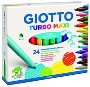 Giotto Turbo Maxi Pack de 24 Rotuladores - Punta Gruesa 5mm - Tinta al Agua - Lavable - Colores Surtidos