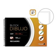 Golden Cuaderno de Dibujo A4+ con 20 Hojas - Papel de 135gr - Recuadro Interior Tamaño A4