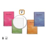 Golden Cuaderno Espiral 8º Natural (153x102mm) 80 Hojas 60gr Cuadricula - Margen Remarcado - Tapa Normal Plastificada - Colores Surtidos