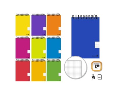 Golden Cuaderno Espiral Apaisado 80 Hojas 60grs Cuadricula 4x4 - Tama&ntilde;o 12&ordm; - Colores Surtidos