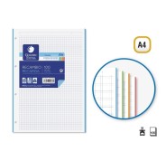 Golden Extra Recambio de 100 Hojas 90gr Cuadricula 5x5 - Formato A4 - 4 Taladros y Bandas de Color