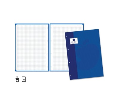 Golden Extra Recambio de 80 Hojas 90gr Cuadricula 4x4 - Formato A4 - 4 Taladros y Banda de Color Azul