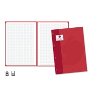 Golden Extra Recambio de 80 Hojas 90gr Cuadricula 4x4 - Formato A4 - 4 Taladros y Banda de Color Rojo