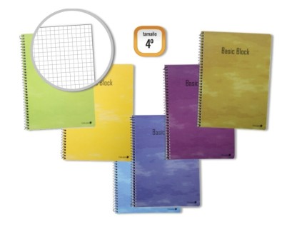 Golden Pack de 10 Cuadernos Espiral 80 Hojas 60gr Cuadricula - Tamaño 4º - Tapa Normal Plastificada - Colores Surtidos