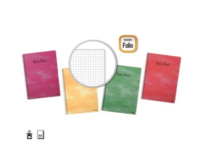 Golden Pack de 10 Cuadernos Espiral 80 Hojas 60gr Cuadricula - Tamaño Folio - Tapa Normal Plastificada - Colores Surtidos