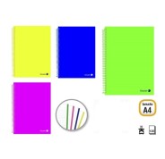 Golden Pack de 4 Cuadernos A4 120 Hojas 90gr Cuadricula 5x5 - Hojas Microperforadas con Banda de Color y 4 Taladros - Tapa Polipropileno - Colores Surtidos