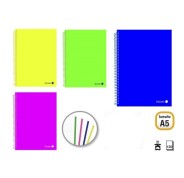 Golden Pack de 8 Cuadernos A5 120 Hojas 90gr Cuadricula 5x5 - Hojas Microperforadas con Banda de Color y 2 Taladros - Tapa Polipropileno - Colores Surtidos