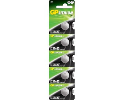GP Lithium CR1620 Pack de 5 Pilas 3V