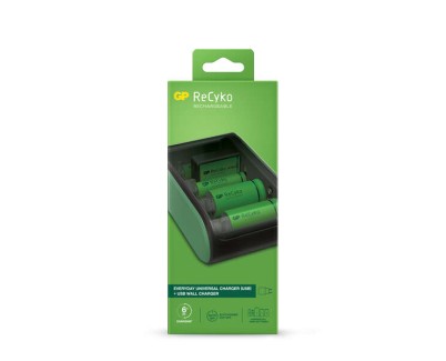 GP ReCyko Cargador USB Universal - Carga Pilas: AA, AAA, C, D y 9V