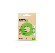 GP ReCyko Pack de 2 Pilas Recargables 2600mAh AA 1.2V - Precargadas - Ciclo de Vida: Hasta 1.000 Veces