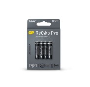 GP ReCyko Pro Pack de 4 Pilas Recargables 800mAh AAA 1.2V - Precargadas - Ciclo de Vida: Hasta 1.500 Veces