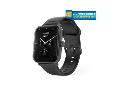 Hama 6010 Reloj Inteligente Smartwatch - Bluetooth 5.3 - Bateria 350mAh - Pantalla TFT 1.65\" - IP68 - Resistencia al Agua 3 Atm - Pulsera de Silicona - GPS Integrado - 3.6x1.3x4.9cm - Color Negro