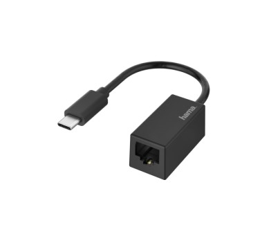 Hama Adaptador de Red - USB-C Macho - Ethernet RJ45 Hembra - Color Negro