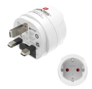 Hama Adaptador de Viaje Toma Tipo G - Potencia hasta 3250W - Hembra Tipo Schuko - Voltaje 100-250V - Color Blanco