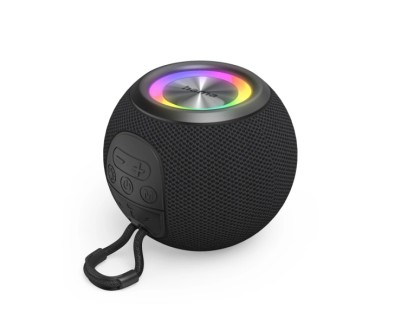 Hama Altavoz Portatil - Potencia 5W - Bluetooth - Jack 3.5mm - USB-C - Bateria 1200mAh - Admite MicroSD - Luz LED - Rango 10m - 11.1x11.1x8.7cm - Color Negro