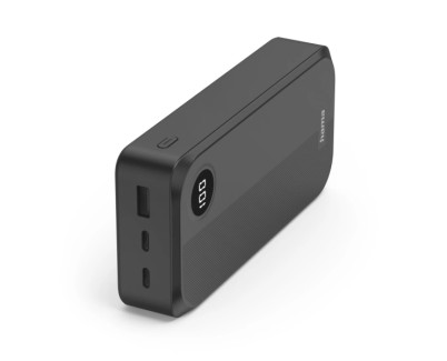 Hama Bateria Externa Powerbank 20000mAh - Polimero de Litio - USB-C - USB-A - Carga Rapida - 3 Conexiones de Salida - Pantalla Digital - Indicador de Carga - 29.5x143.3x68mm - Color Negro