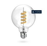 Hama Bombilla LED E27 Inteligente - Potencia 4.9W - RGBW - WiFi - Compatible con Asistente de Voz - Control con App - Estilo Retro - Filamento G95 - Forma de Globo - IP20 - Color Transparente
