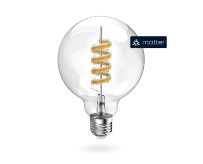 Hama Bombilla LED E27 Inteligente - Potencia 4.9W - RGBW - WiFi - Compatible con Asistente de Voz - Control con App - Estilo Retro - Filamento G95 - Forma de Globo - IP20 - Color Transparente