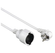 Hama  Cable de Alimentacion Alargador Acodado - Potencia Maxima 3680W - Longitud 2m - Seccion 1.5mm2 - Schuko CEE7 - Color Blanco