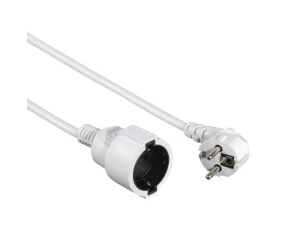Hama &nbsp;Cable de Alimentacion Alargador Acodado - Potencia Maxima 3680W - Longitud 2m - Seccion 1.5mm2 - Schuko CEE7 - Color Blanco