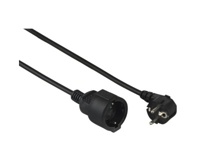 Hama &nbsp;Cable de Alimentacion Alargador Acodado - Potencia Maxima 3680W - Longitud 3m - Seccion 1.5mm2 - Schuko CEE7 - Color Negro